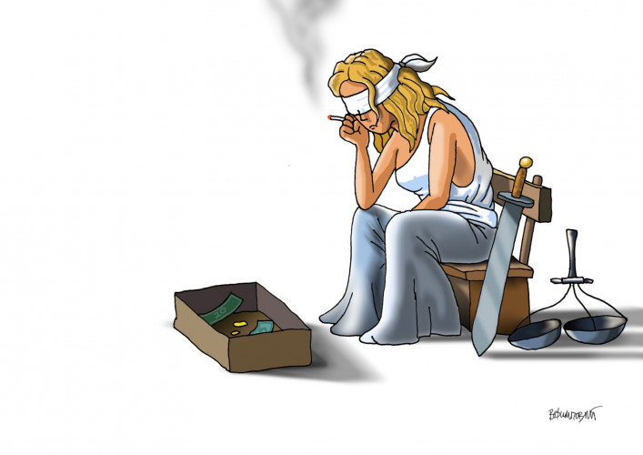 Karikatura Vladislava Filipovića - Pravda- prva nagrada na konkursu Pjer Karikatura Vladislava Filipovića - Pravda- prva nagrada na konkursu Pjer