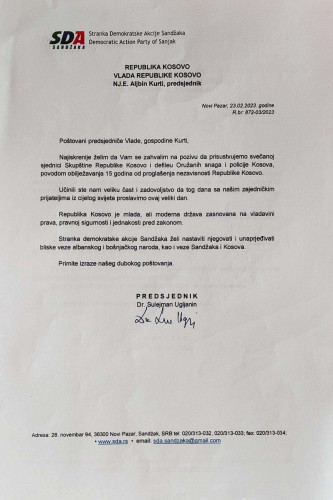 Pismo Ugljanina Kurtiju
