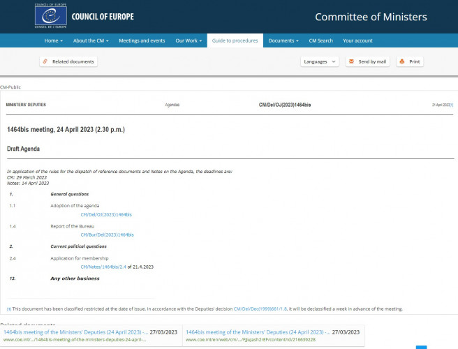 Dnevni red Komiteta ministara SE  