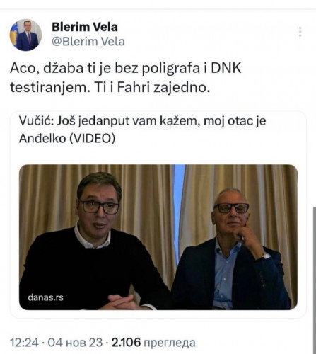 Bljerim Velja o Aleksandru Vučiću