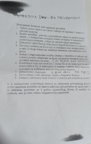 Papir iz opštine Severna Mitrovica o neophodnoj dokumentaciji za privremenu ličnu kartu Papir iz opštine Severna Mitrovica o neophodnoj dokumentaciji za privremenu ličnu kartu