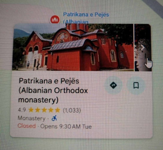Gugl mape na albanskom srpske manastire označavaju kao albanske