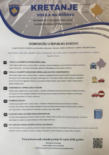 uputstvo za vozila na Kosovu