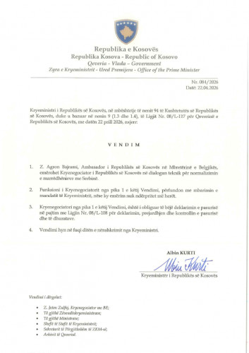Kurti imenovao Agrona Bajramija za pregovarača u dijalogu sa Srbijom