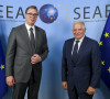 Predsednik Srbije Aleksandar Vučić i visoki predstavnik EU za spoljnu i bezbendosnu politiku Đuzep Borelj